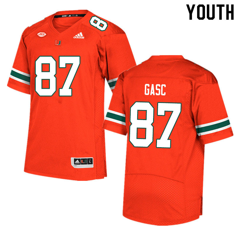 Youth #87 Matias Gasc Miami Hurricanes College Football Jerseys Sale-Orange